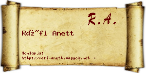 Réfi Anett névjegykártya