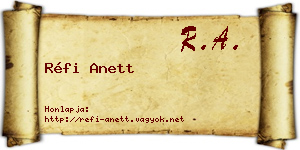 Réfi Anett névjegykártya